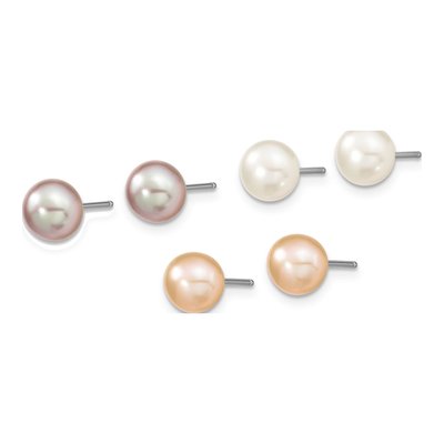 Sterling Silver Multi-Color Pearl Necklace, Bracelet & – view 3