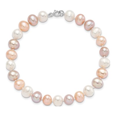 Sterling Silver Multi-Color Pearl Necklace, Bracelet & – view 8