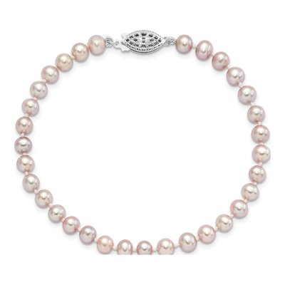 Sterling Silver Purple Freshwater Cultured Pearl Bracelet – view 3