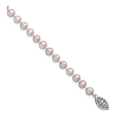 Sterling Silver Purple Freshwater Cultured Pearl Bracelet