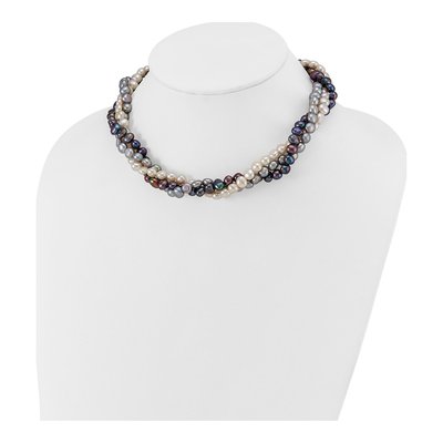 Sterling Silver Freshwater Cultured Pearl 3-Strand Necklace – view 5
