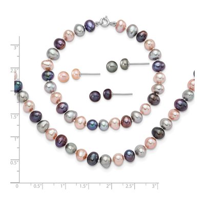 Sterling Silver Freshwater Pearl Necklace, Bracelet & – view 2