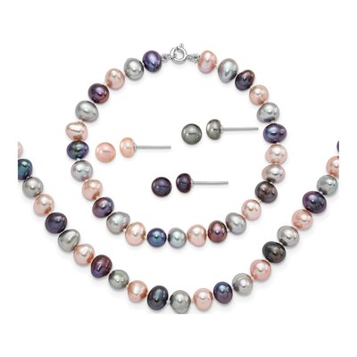 Sterling Silver Freshwater Pearl Necklace, Bracelet &