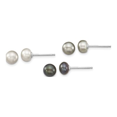 Sterling Silver Grey & Black Pearl Necklace, Bracelet & – view 2