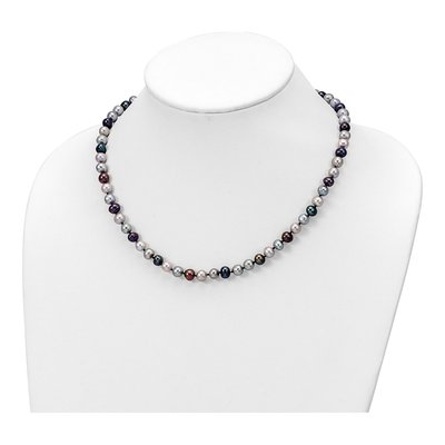 Sterling Silver Grey & Black Pearl Necklace, Bracelet & – view 5