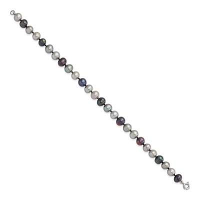 Sterling Silver Grey & Black Pearl Necklace, Bracelet & – view 7