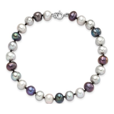 Sterling Silver Grey & Black Pearl Necklace, Bracelet & – view 8