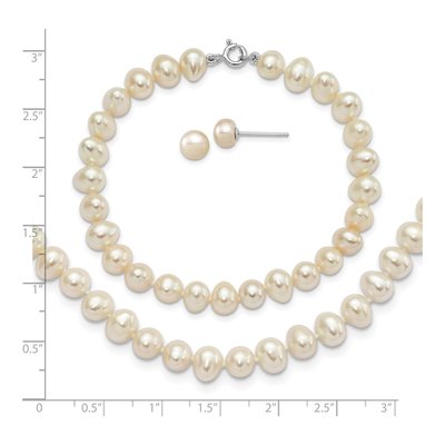 Sterling Silver Freshwater Pearl Necklace, Bracelet & – view 8