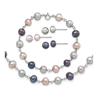 Freshwater Pearl Necklace, Bracelet & Earring Set