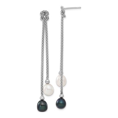 Sterling Silver Black Pearl Necklace & Earring Set – view 2