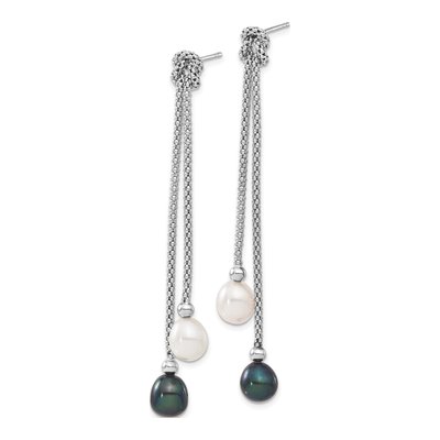 Sterling Silver Black Pearl Necklace & Earring Set – view 4