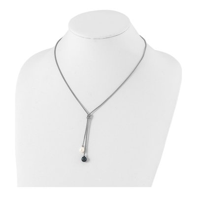 Sterling Silver Black Pearl Necklace & Earring Set – view 5