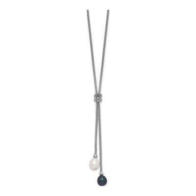 Sterling Silver Black Pearl Necklace & Earring Set – view 6