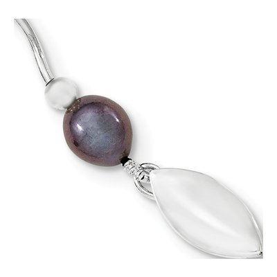 Sterling Silver Black Freshwater Cultured Pearl Necklace – view 2