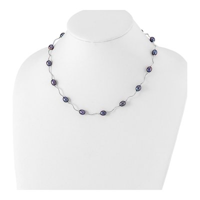 Sterling Silver Black Freshwater Cultured Pearl Necklace – view 3