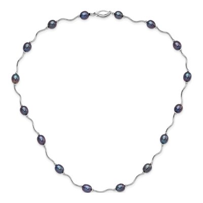 Sterling Silver Black Freshwater Cultured Pearl Necklace – view 5