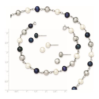 Sterling Silver Freshwater Pearl Necklace Set – view 4
