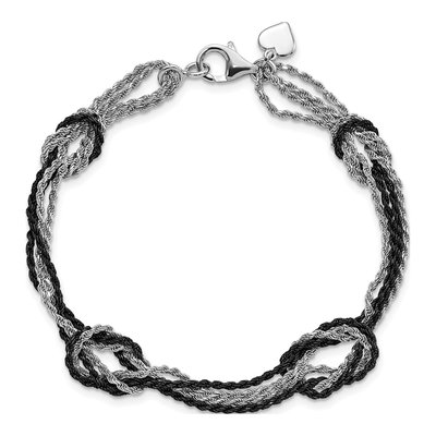 Sterling Silver 5mm Knot Fancy Link Chain Bracelet – view 4