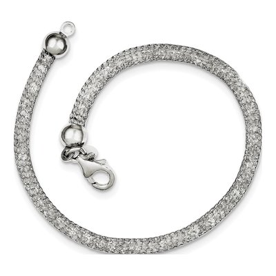 Sterling Silver Crystal Mesh Bracelet