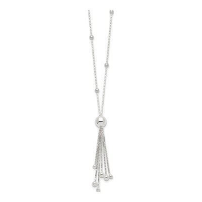 Sterling Silver Beaded Tassel Necklace – view 3