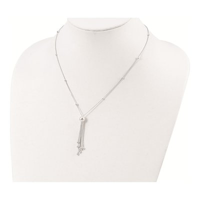Sterling Silver Beaded Tassel Necklace – view 5