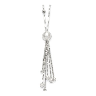 Sterling Silver Beaded Tassel Necklace