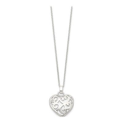 Sterling Silver Filigree Heart Pendant Necklace – view 3