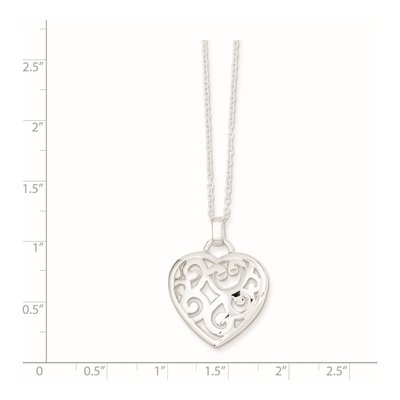 Sterling Silver Filigree Heart Pendant Necklace – view 4
