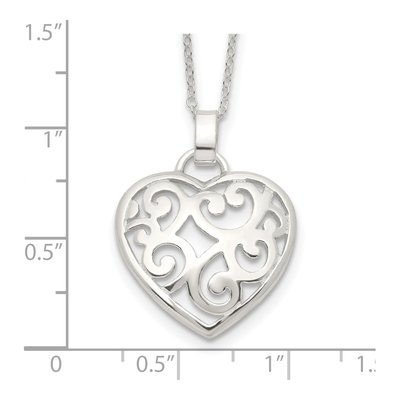 Sterling Silver Filigree Heart Pendant Necklace – view 6