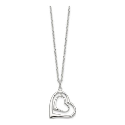Sterling Silver Double Heart Pendant Necklace – view 3