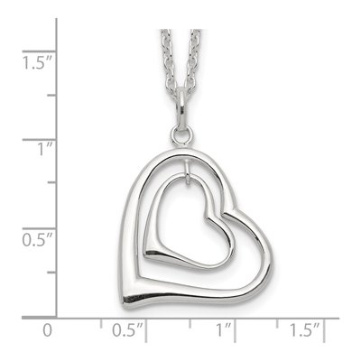Sterling Silver Double Heart Pendant Necklace – view 4