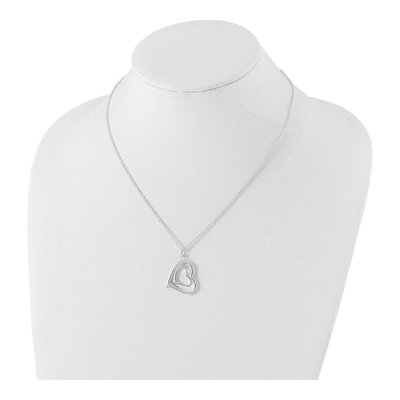 Sterling Silver Double Heart Pendant Necklace – view 5