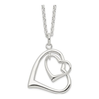 Sterling Silver Double Heart Pendant Necklace – view 6