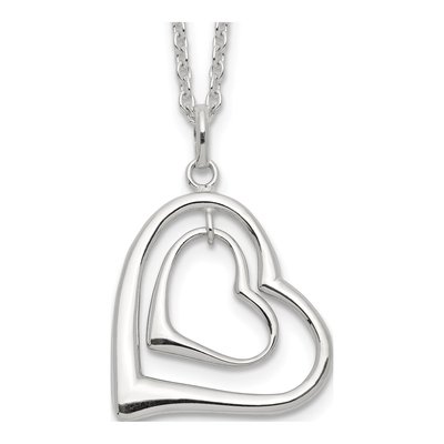 Sterling Silver Double Heart Pendant Necklace