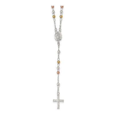 Rose Gold-Plated Sterling Silver Rosary Necklace