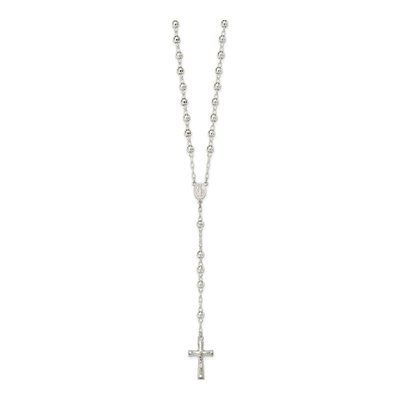 Sterling Silver Beaded Rosary Necklace – view 3