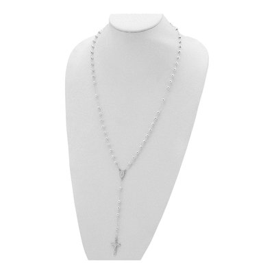 Sterling Silver Beaded Rosary Necklace – view 6