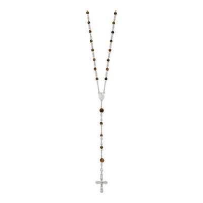 Sterling Silver Tiger's Eye Rosary Necklace – view 3