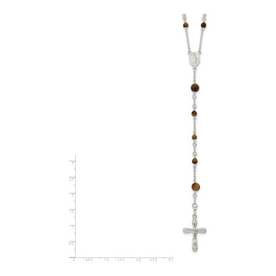 Sterling Silver Tiger's Eye Rosary Necklace – view 5