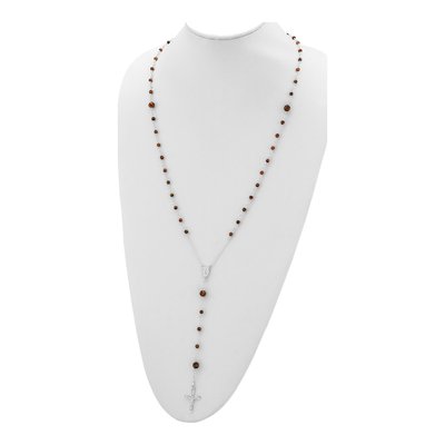 Sterling Silver Tiger's Eye Rosary Necklace – view 6