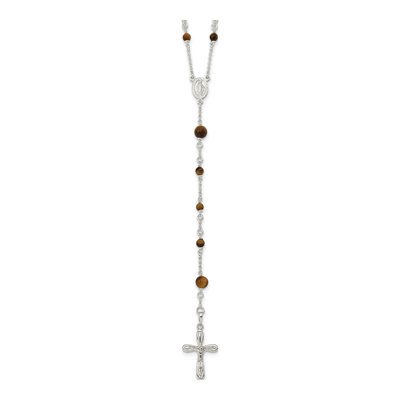 Sterling Silver Tiger's Eye Rosary Necklace