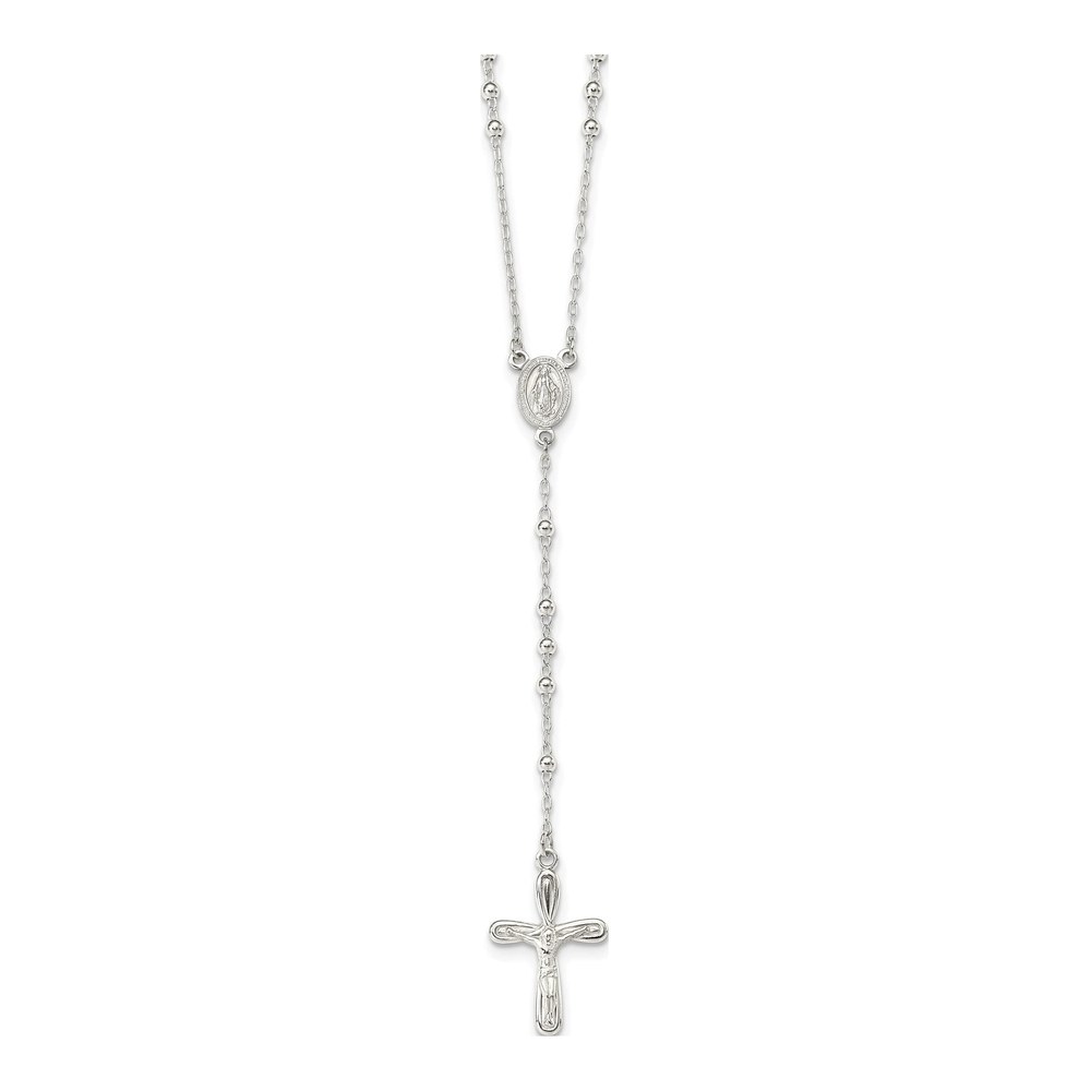 Sterling Silver Crucifix Rosary Necklace, 18 in