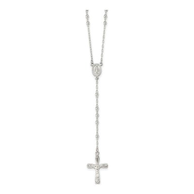 Sterling Silver Crucifix Rosary Necklace