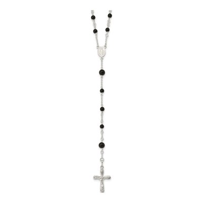 Sterling Silver Onyx Rosary Necklace