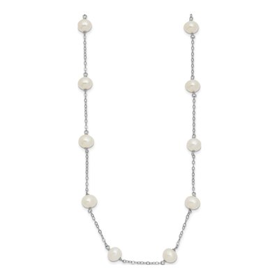 Sterling Silver Freshwater Cultured Pearl Near Round 16-station Necklace – view 2