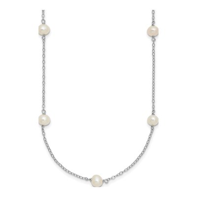 Sterling Silver Freshwater Cultured Pearl Station Necklace