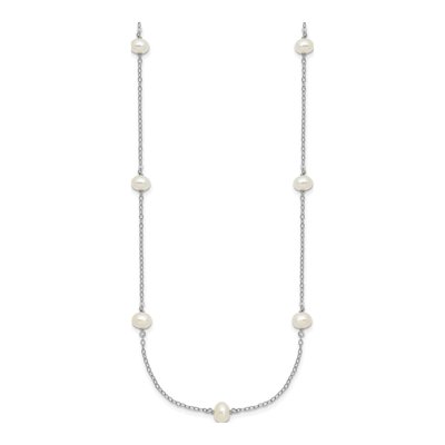 Sterling Silver Freshwater Cultured Pearl 9-Station Necklace – view 3