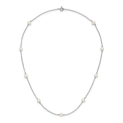 Sterling Silver Freshwater Cultured Pearl 9-Station Necklace – view 5
