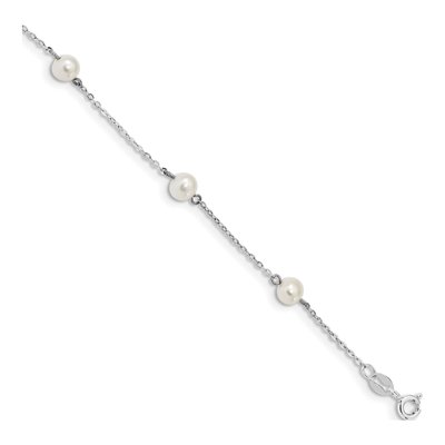 Sterling Silver Freshwater Cultured Pearl Round 5-Station Bracelet