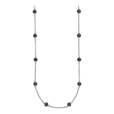 Sterling Silver Black Freshwater Cultured Pearl Necklace – view 3
